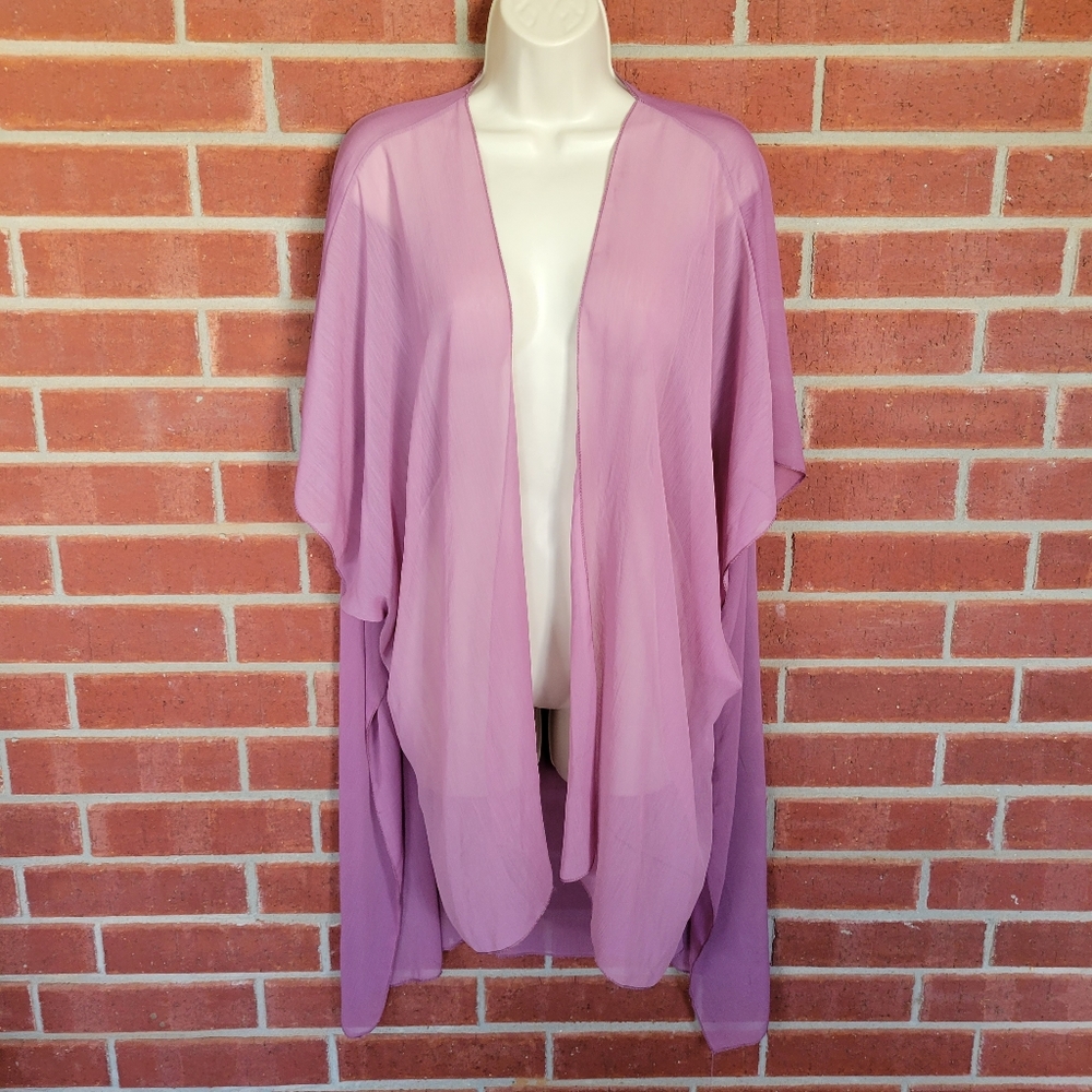 Sheer Orchid Chiffon Open Front Kimono Duster.   #410
